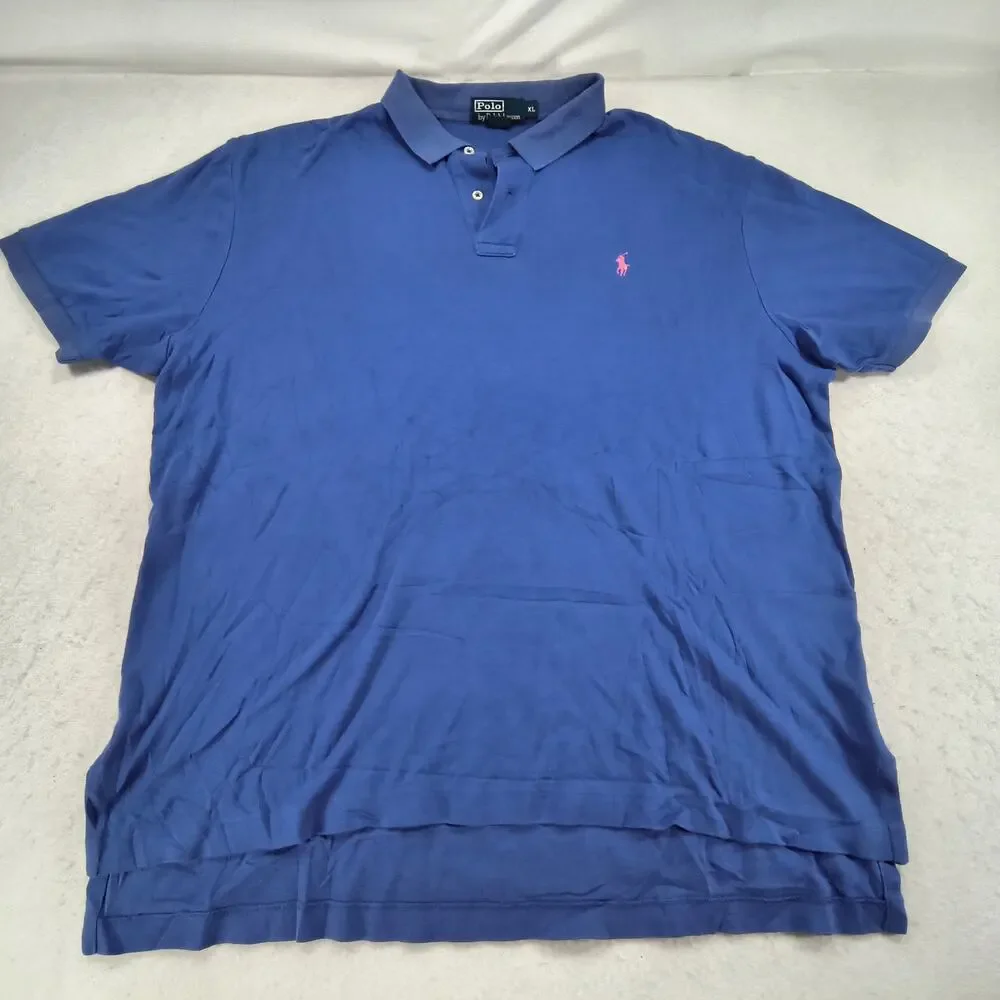 Polo by Ralph Lauren Collared Polo Shirt Mens Size Extra Large XL Blue Pink